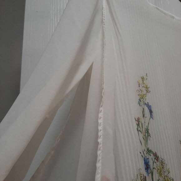 Face face Floral Boho Grandma Core Lighweight Long Lined Blouse Small - Picture 3 of 7